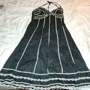 Elegant Black and White Halter Maxi Dress for Cocktail Nights